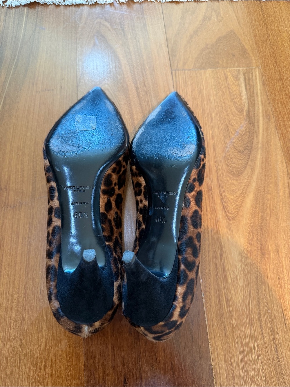Saint Laurent Leopard-Print Pointed Toe Pumps - Brown/Black - Picture 3 of 3